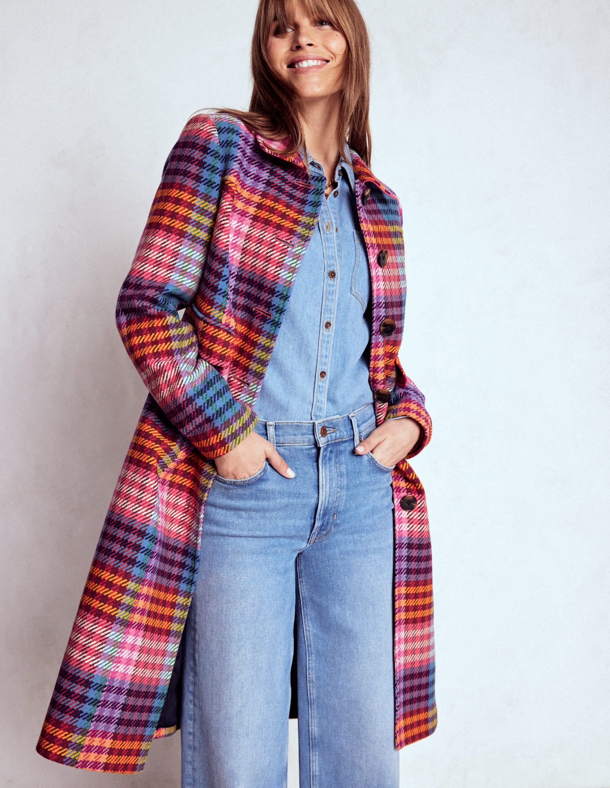 St Albans Coat-Rainbow Blanket Multi Gingham - Image 6