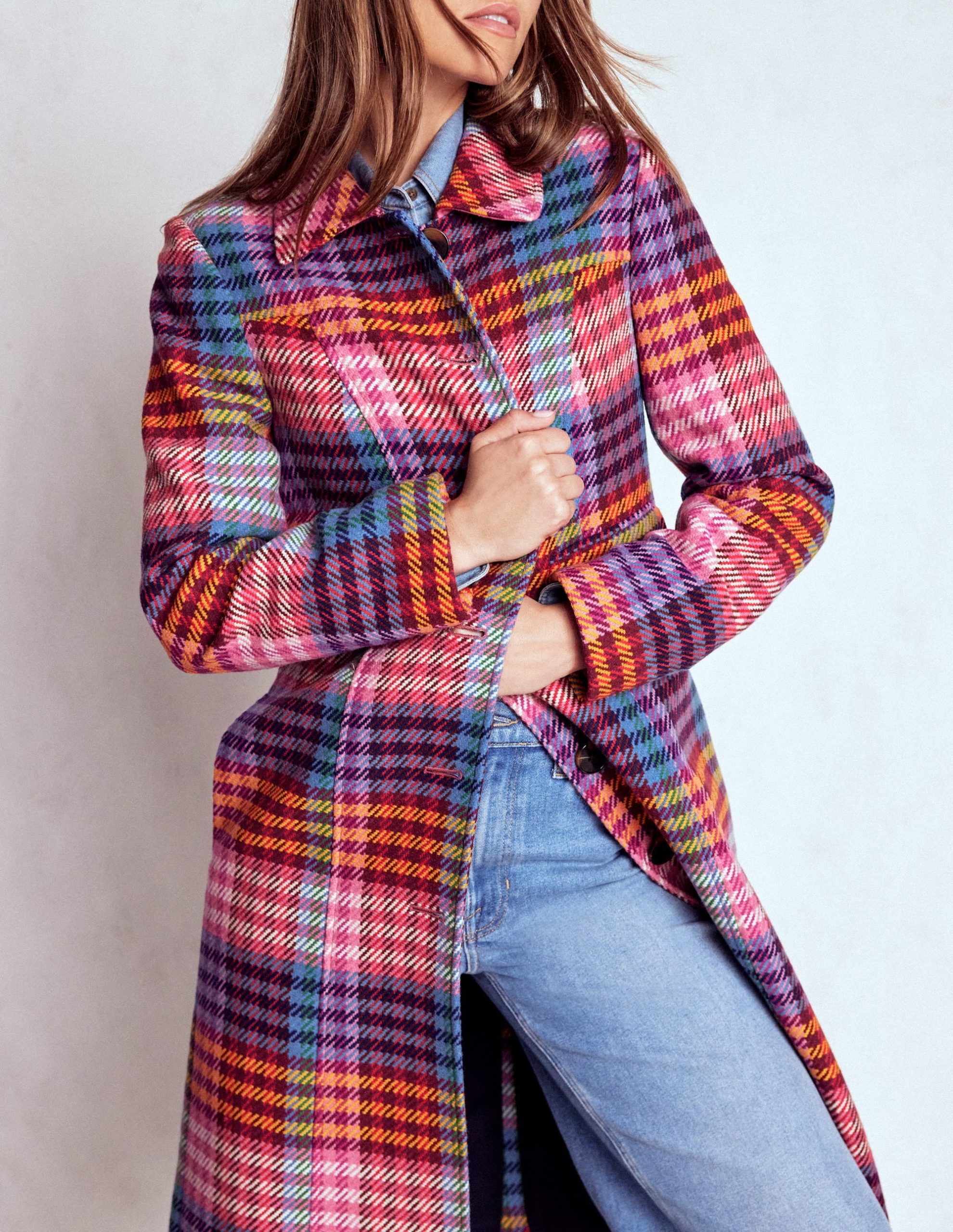 St Albans Coat-Rainbow Blanket Multi Gingham - Image 7