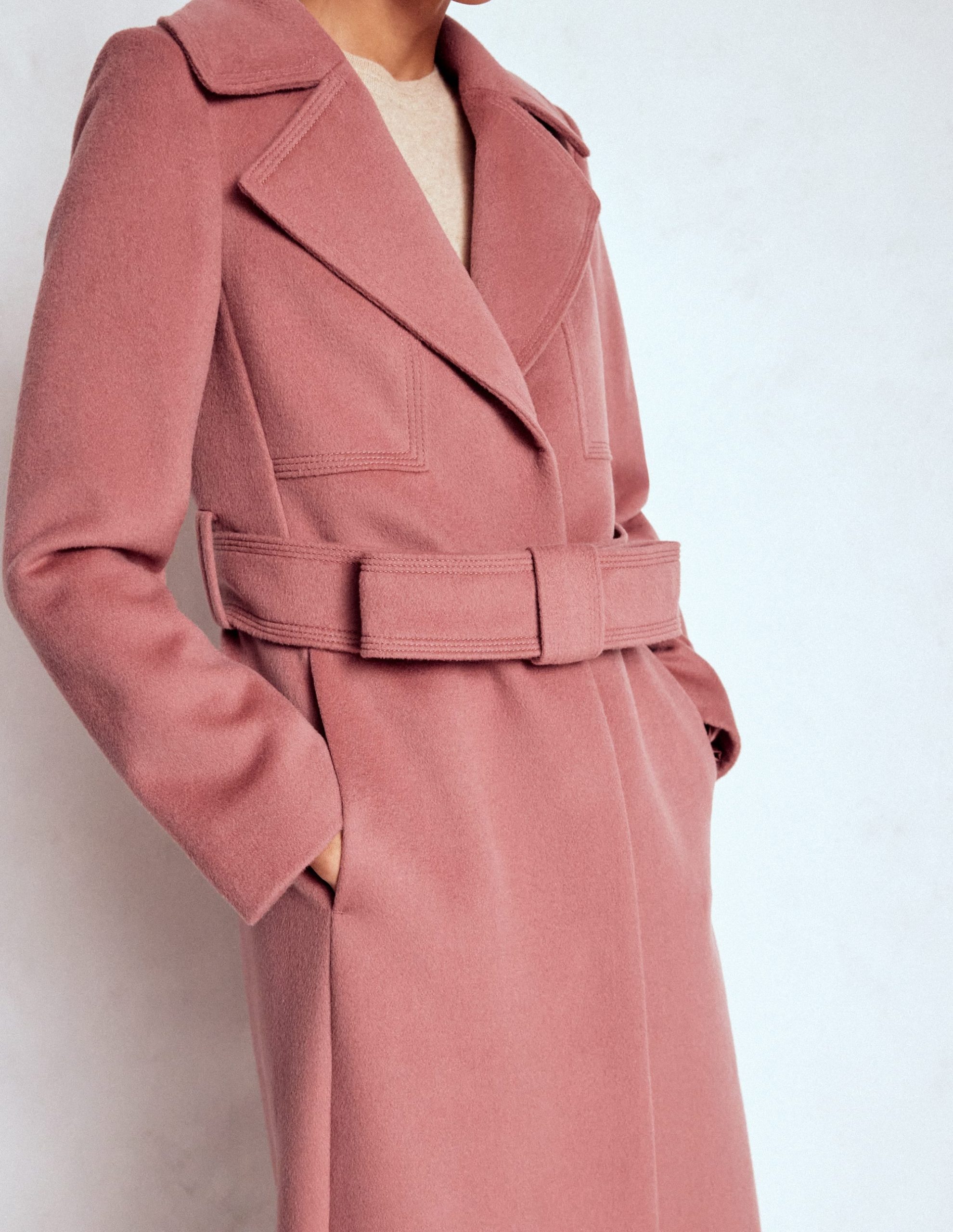 Bow Front Coat-Dusty Pink - Image 2