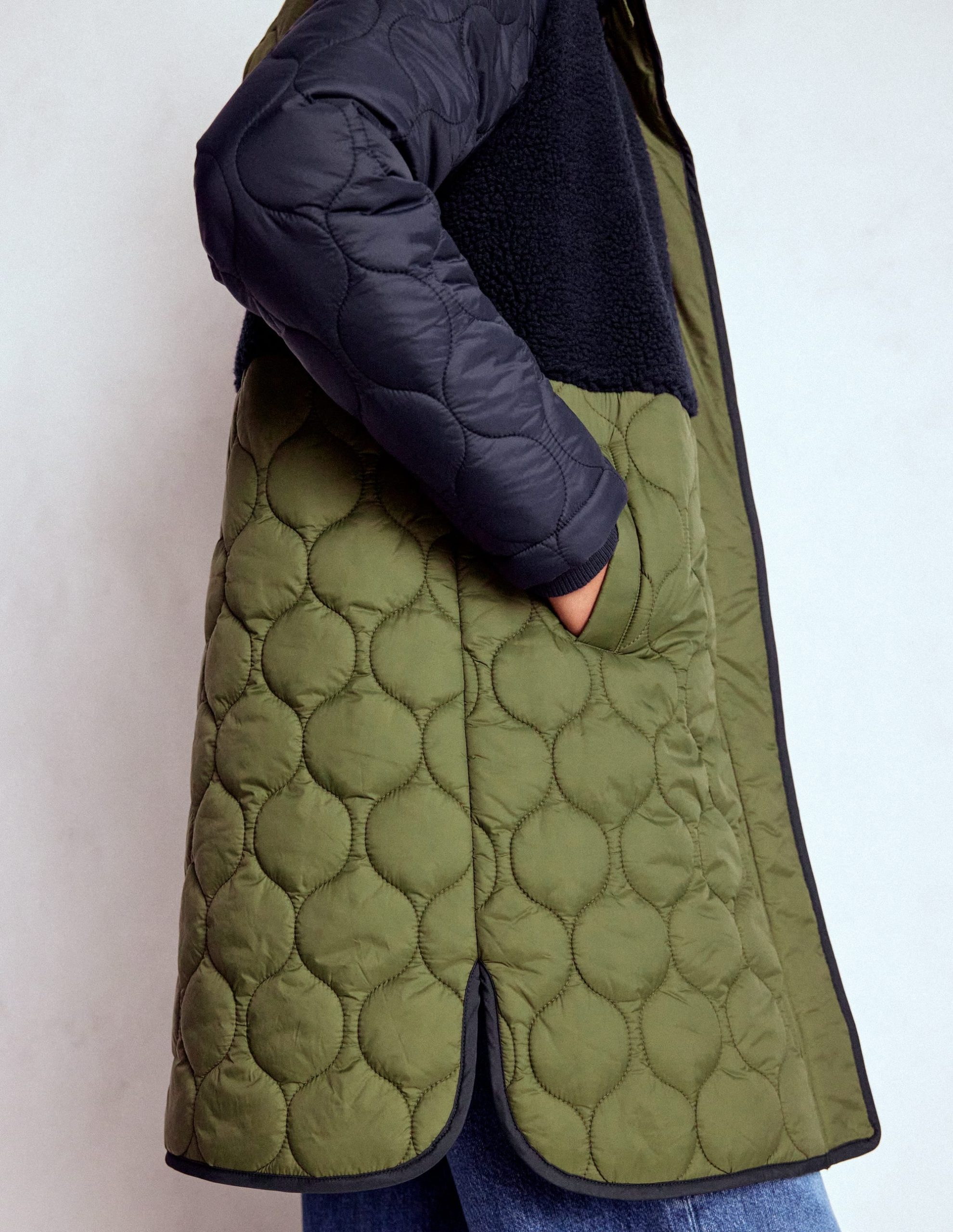 Borg Mix Coat-Navy & Khaki Mix - Image 5