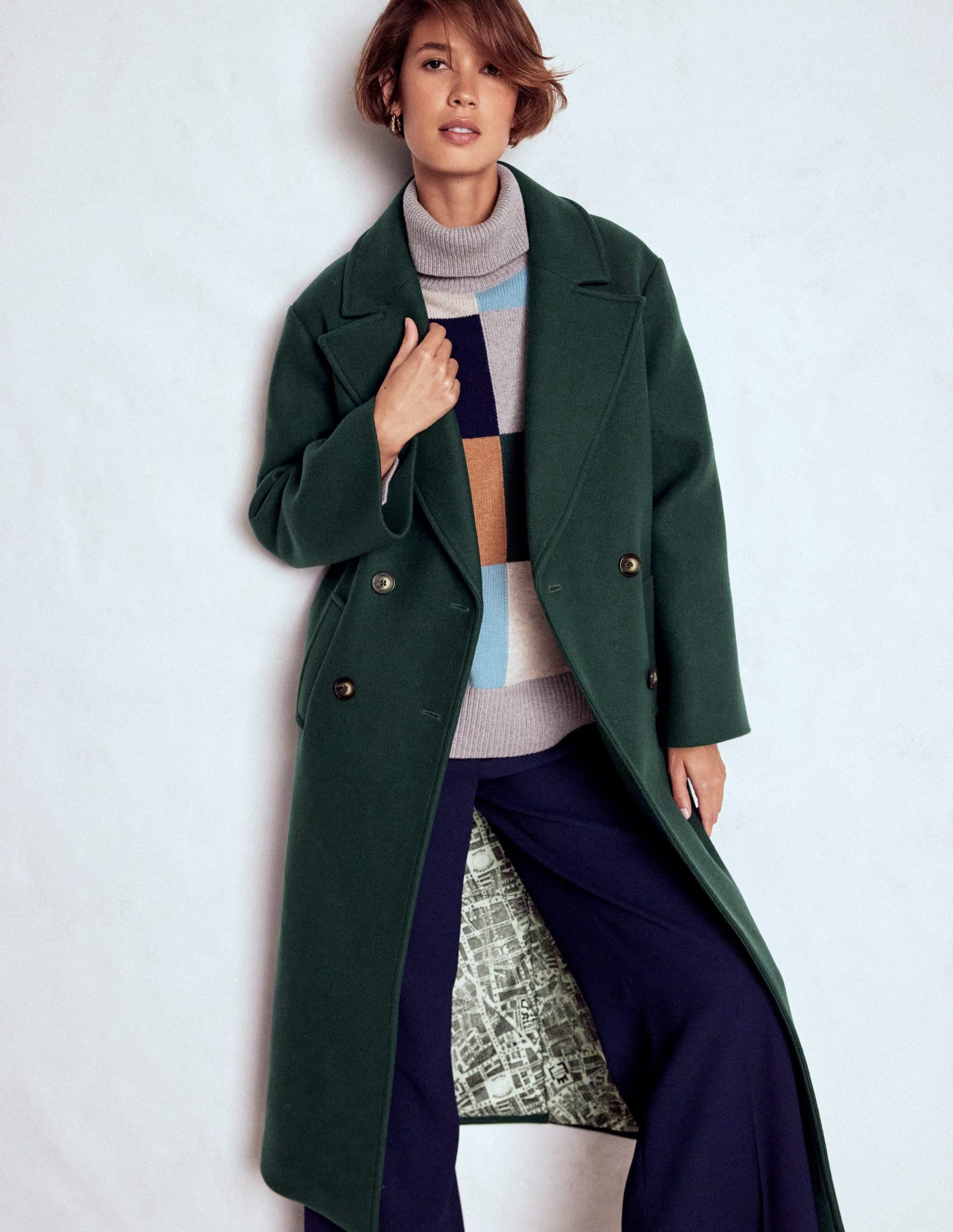 Cocoon Wool Coat-Emerald Night - Image 5