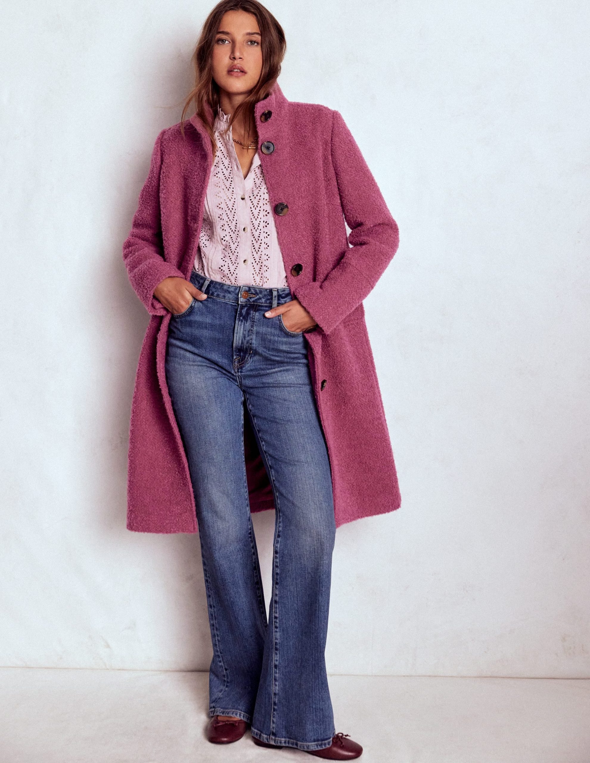 Funnel Neck Coat-Pink Heather - Image 2