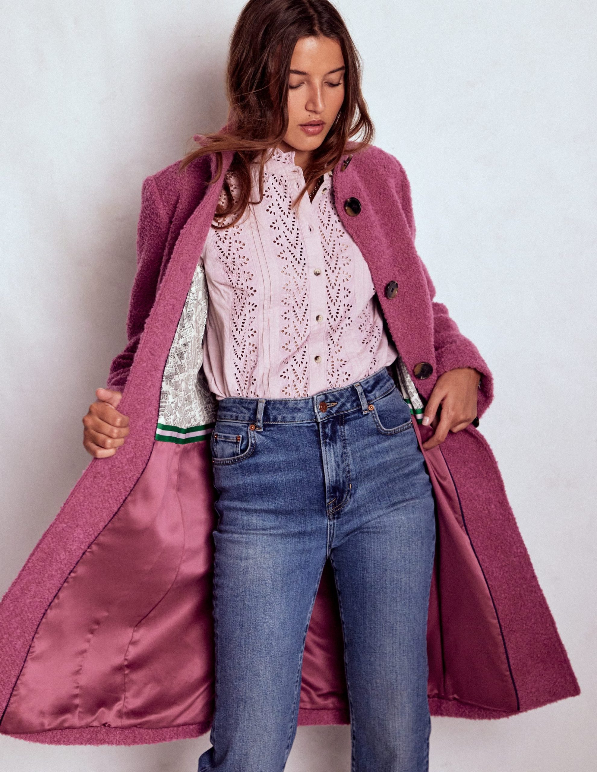 Funnel Neck Coat-Pink Heather - Image 5