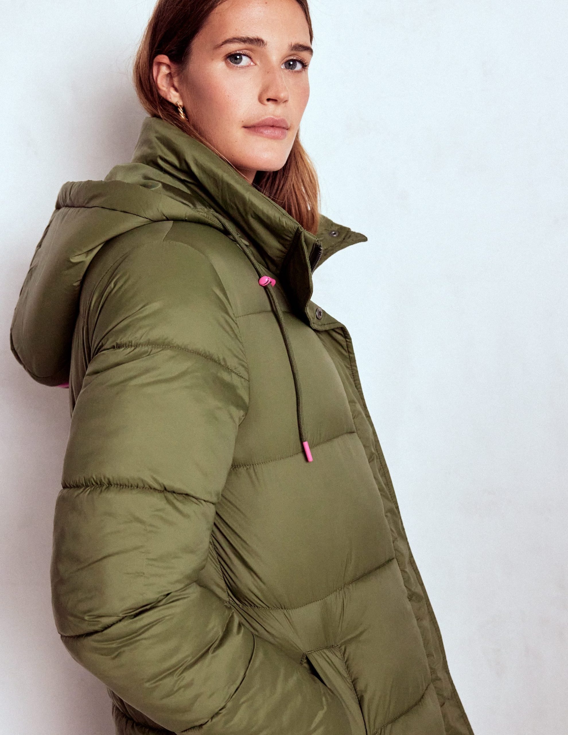 Longline Padded Coat-Woodland Green - Image 3