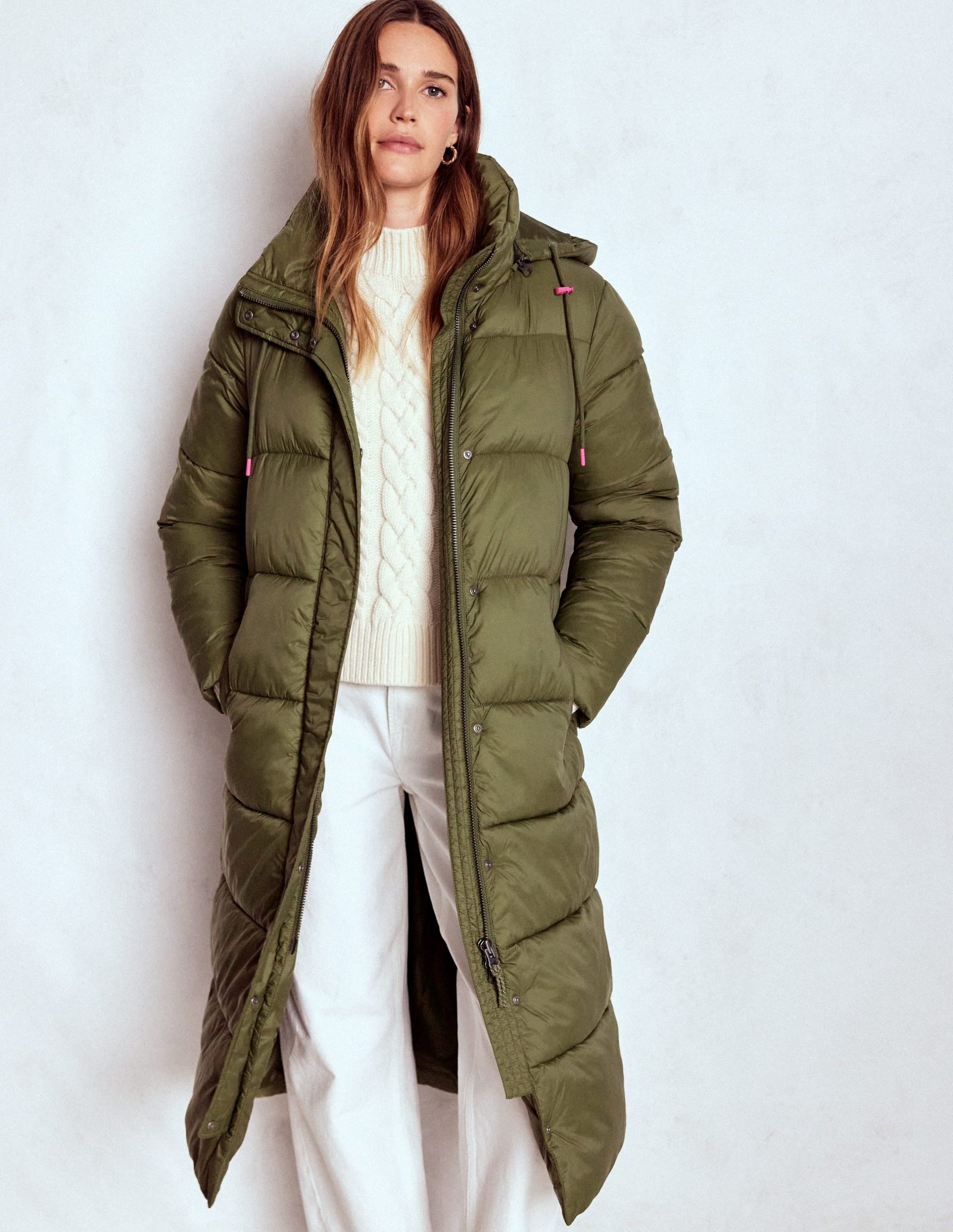 Longline Padded Coat-Woodland Green - Image 5