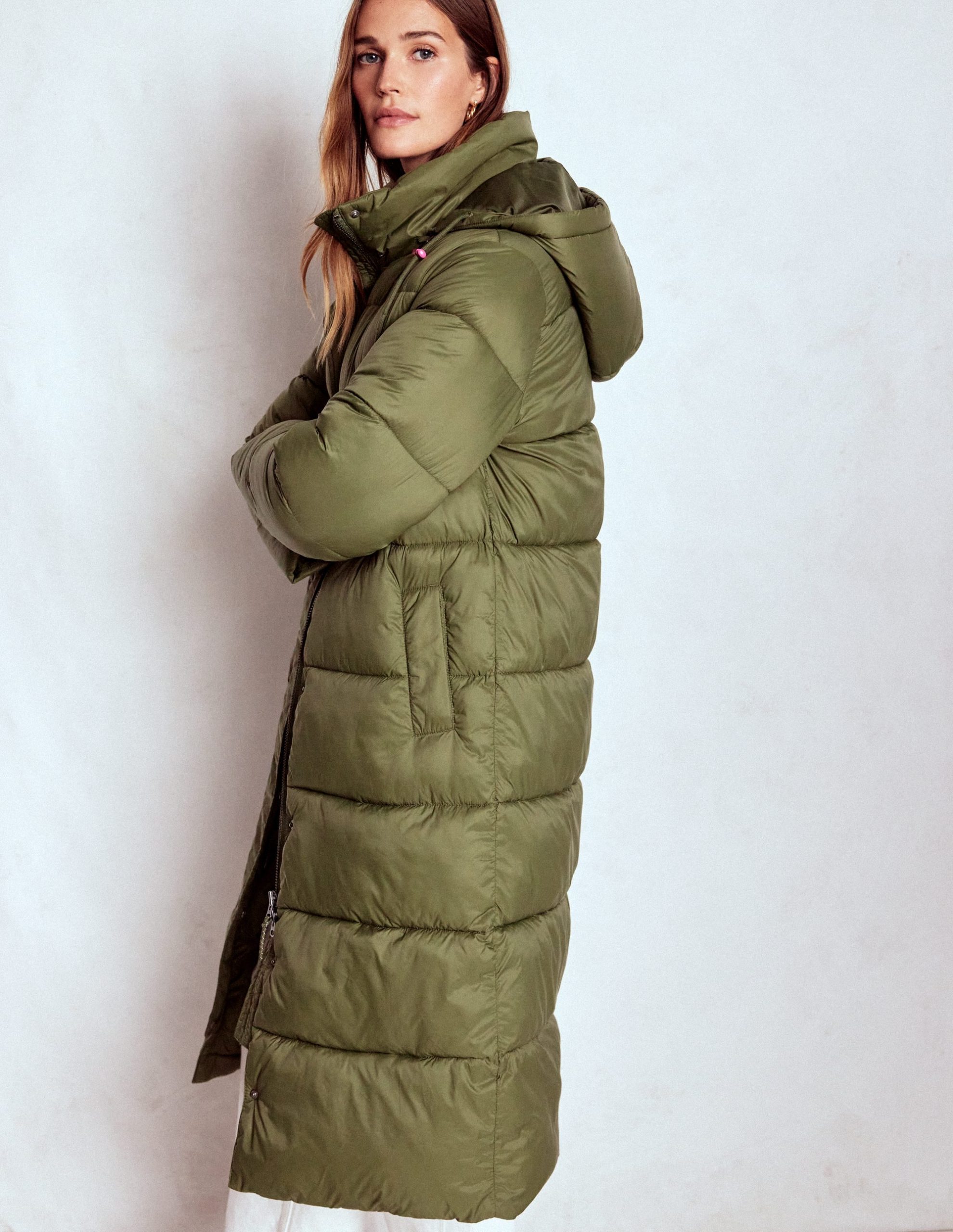 Longline Padded Coat-Woodland Green - Image 6