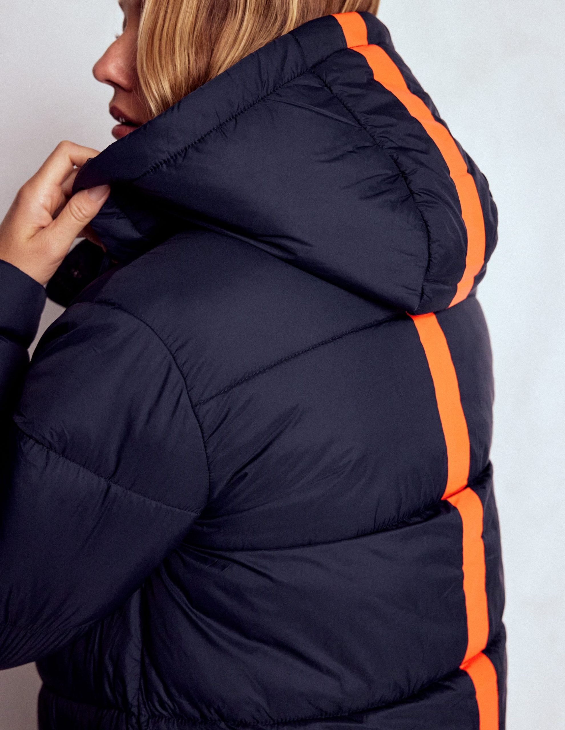 Longline Padded Coat-Navy - Image 6