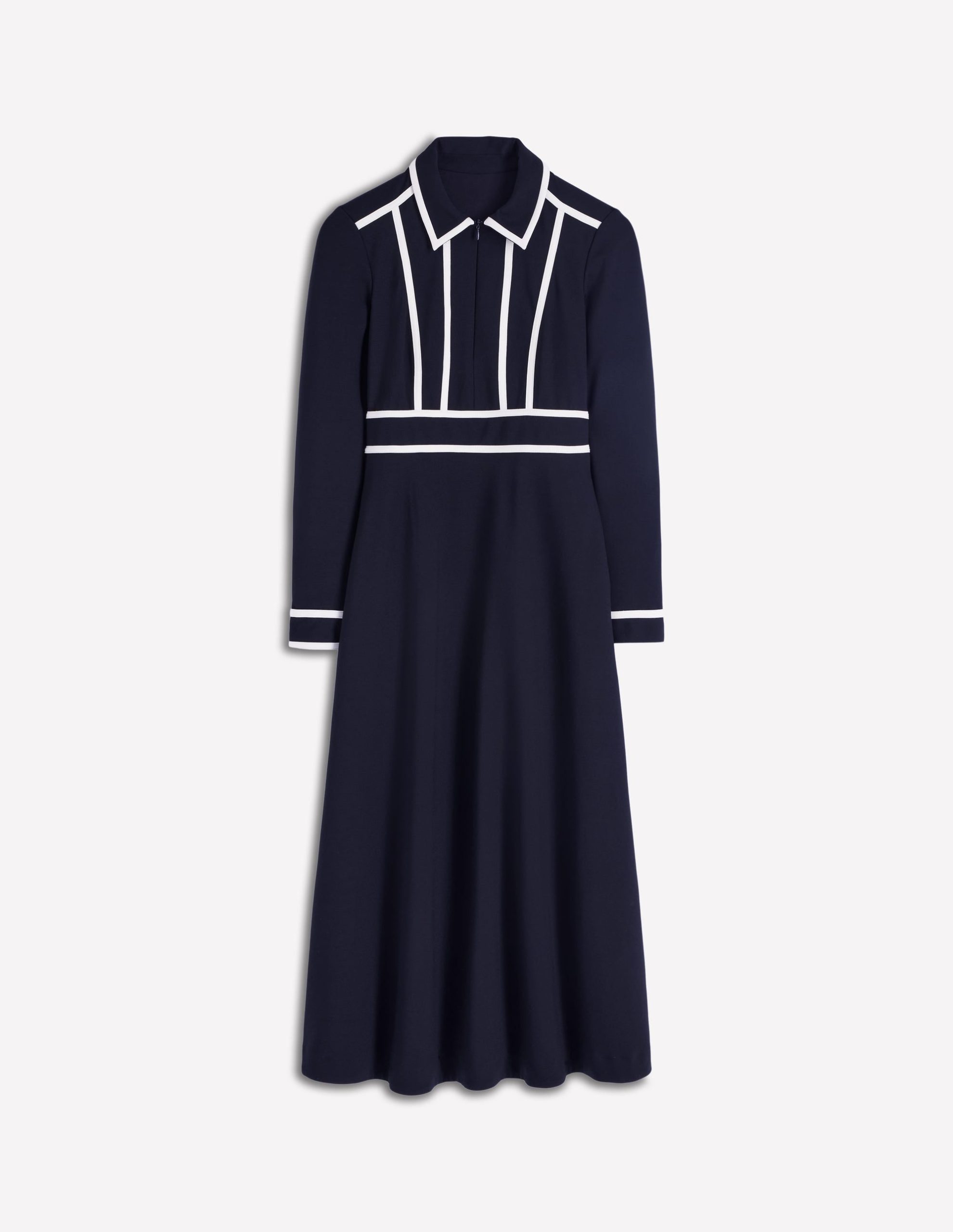 Contrast Ponte Midi Dress-Navy - Image 7